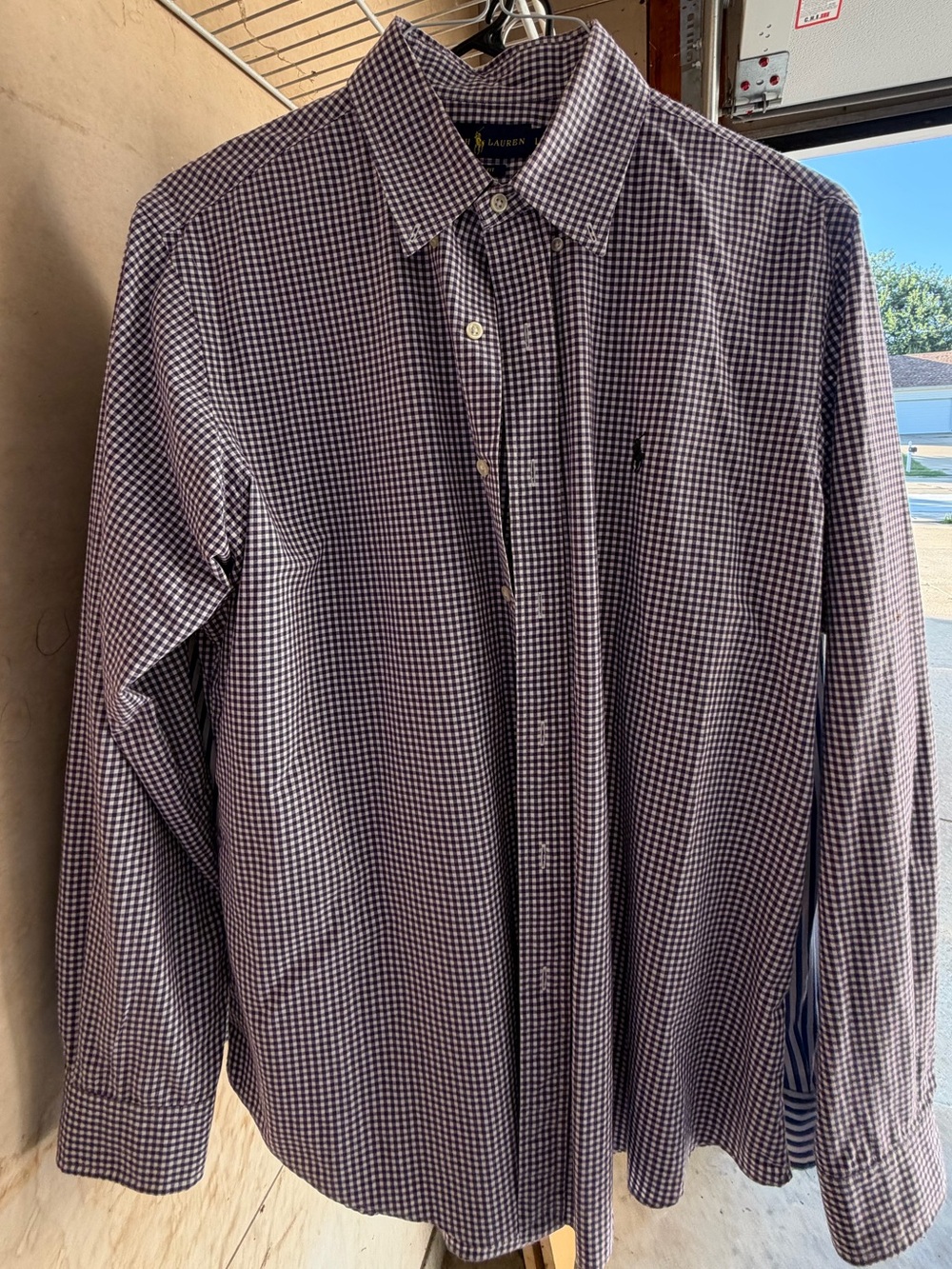 Ralph Lauren Men’s Purple and White Gingham Button-Down Shirt